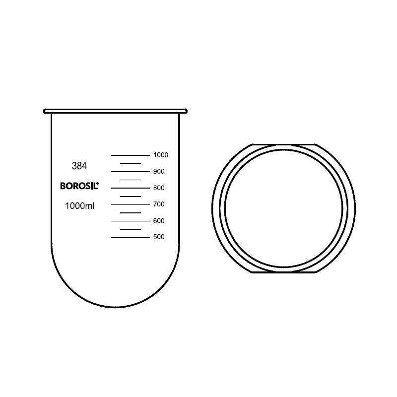 Borosil Cam Beher 1000ml - Dissolüsyon Cihazı Kabı - Beaker - Image 4